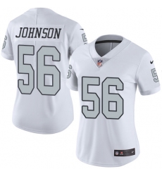 Women's Nike Oakland Raiders #56 Derrick Johnson Limited White Rush Vapor Untouchable NFL Jersey