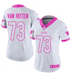 Women's Nike Carolina Panthers #73 Greg Van Roten Limited White Pink Rush Fashion NFL Jersey