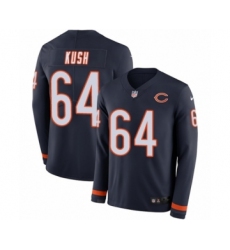 Men's Nike Chicago Bears #64 Eric Kush Limited Navy Blue Therma Long Sleeve NFL Jersey