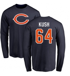 NFL Nike Chicago Bears #64 Eric Kush Navy Blue Name & Number Logo Long Sleeve T-Shirt