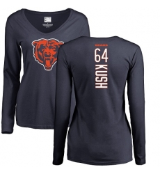 NFL Women's Nike Chicago Bears #64 Eric Kush Navy Blue Backer Long Sleeve T-Shirt