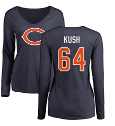 NFL Women's Nike Chicago Bears #64 Eric Kush Navy Blue Name & Number Logo Long Sleeve T-Shirt