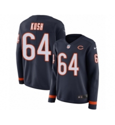 Women's Nike Chicago Bears #64 Eric Kush Limited Navy Blue Therma Long Sleeve NFL Jersey