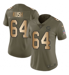 Women's Nike Chicago Bears #64 Eric Kush Limited Olive Gold 2017 Salute to Service NFL Jersey