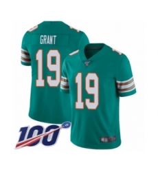 Men's Miami Dolphins #19 Jakeem Grant Aqua Green Alternate Vapor Untouchable Limited Player 100th Season Football Jersey