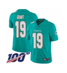 Men's Miami Dolphins #19 Jakeem Grant Aqua Green Team Color Vapor Untouchable Limited Player 100th Season Football Jersey