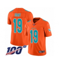 Men's Miami Dolphins #19 Jakeem Grant Limited Orange Inverted Legend 100th Season Football Jersey