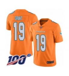 Men's Miami Dolphins #19 Jakeem Grant Limited Orange Rush Vapor Untouchable 100th Season Football Jersey