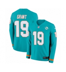 Men's Nike Miami Dolphins #19 Jakeem Grant Limited Aqua Therma Long Sleeve NFL Jersey