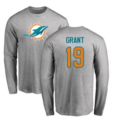 NFL Nike Miami Dolphins #19 Jakeem Grant Ash Name & Number Logo Long Sleeve T-Shirt