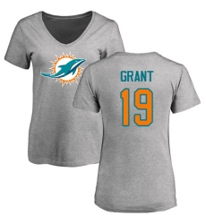 NFL Women's Nike Miami Dolphins #19 Jakeem Grant Ash Name & Number Logo T-Shirt