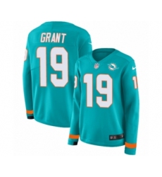 Women's Nike Miami Dolphins #19 Jakeem Grant Limited Aqua Therma Long Sleeve NFL Jersey