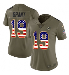 Women's Nike Miami Dolphins #19 Jakeem Grant Limited Olive USA Flag 2017 Salute to Service NFL Jersey
