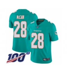Men's Miami Dolphins #28 Bobby McCain Aqua Green Team Color Vapor Untouchable Limited Player 100th Season Football Jersey
