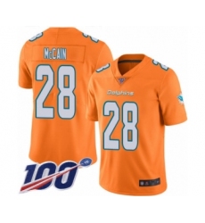 Men's Miami Dolphins #28 Bobby McCain Limited Orange Rush Vapor Untouchable 100th Season Football Jersey