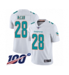 Men's Miami Dolphins #28 Bobby McCain White Vapor Untouchable Limited Player 100th Season Football Jersey