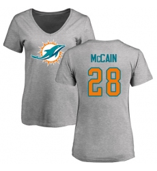 NFL Women's Nike Miami Dolphins #28 Bobby McCain Ash Name & Number Logo T-Shirt