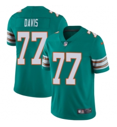 Men's Nike Miami Dolphins #77 Jesse Davis Aqua Green Alternate Vapor Untouchable Limited Player NFL Jersey