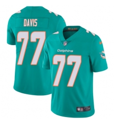 Men's Nike Miami Dolphins #77 Jesse Davis Aqua Green Team Color Vapor Untouchable Limited Player NFL Jersey