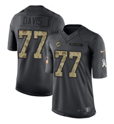 Men's Nike Miami Dolphins #77 Jesse Davis Limited Black 2016 Salute to Service NFL Jersey