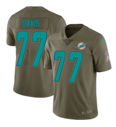 Men's Nike Miami Dolphins #77 Jesse Davis Limited Olive 2017 Salute to Service NFL Jersey