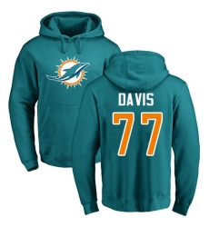 NFL Nike Miami Dolphins #77 Jesse Davis Aqua Green Name & Number Logo Pullover Hoodie