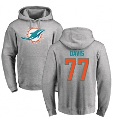 NFL Nike Miami Dolphins #77 Jesse Davis Ash Name & Number Logo Pullover Hoodie
