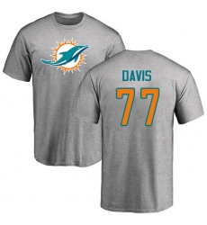 NFL Nike Miami Dolphins #77 Jesse Davis Ash Name & Number Logo T-Shirt