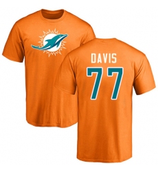 NFL Nike Miami Dolphins #77 Jesse Davis Orange Name & Number Logo T-Shirt