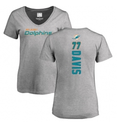 NFL Women's Nike Miami Dolphins #77 Jesse Davis Ash Backer T-Shirt