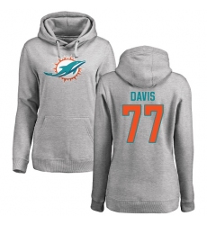 NFL Women's Nike Miami Dolphins #77 Jesse Davis Ash Name & Number Logo Pullover Hoodie