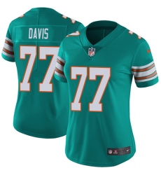 Women's Nike Miami Dolphins #77 Jesse Davis Aqua Green Alternate Vapor Untouchable Limited Player NFL Jersey