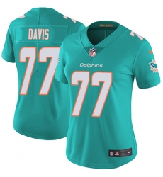 Women's Nike Miami Dolphins #77 Jesse Davis Aqua Green Team Color Vapor Untouchable Limited Player NFL Jersey