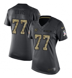 Women's Nike Miami Dolphins #77 Jesse Davis Limited Black 2016 Salute to Service NFL Jersey