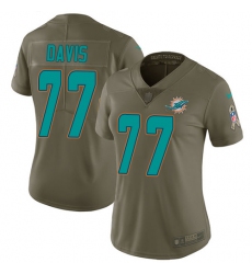 Women's Nike Miami Dolphins #77 Jesse Davis Limited Olive 2017 Salute to Service NFL Jersey