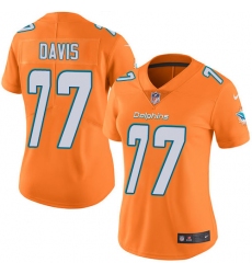 Women's Nike Miami Dolphins #77 Jesse Davis Limited Orange Rush Vapor Untouchable NFL Jersey