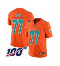 Youth Miami Dolphins #77 Jesse Davis Limited Orange Inverted Legend 100th Season Football Jersey