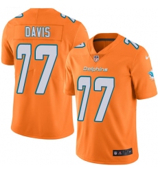 Youth Nike Miami Dolphins #77 Jesse Davis Limited Orange Rush Vapor Untouchable NFL Jersey