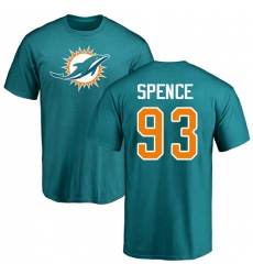 NFL Nike Miami Dolphins #93 Akeem Spence Aqua Green Name & Number Logo T-Shirt