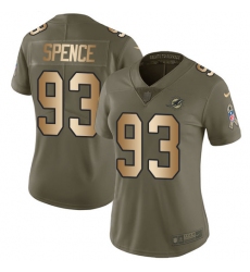Women's Nike Miami Dolphins #93 Akeem Spence Limited Olive Gold 2017 Salute to Service NFL Jersey