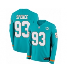 Youth Nike Miami Dolphins #93 Akeem Spence Limited Aqua Therma Long Sleeve NFL Jersey