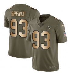 Youth Nike Miami Dolphins #93 Akeem Spence Limited Olive Gold 2017 Salute to Service NFL Jersey