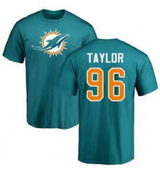 NFL Nike Miami Dolphins #96 Vincent Taylor Aqua Green Name & Number Logo T-Shirt