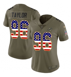 Women's Nike Miami Dolphins #96 Vincent Taylor Limited Olive USA Flag 2017 Salute to Service NFL Jersey
