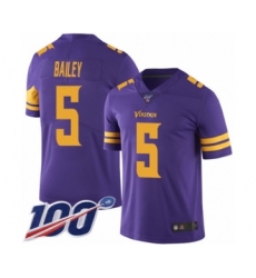 Men's Minnesota Vikings #5 Dan Bailey Limited Purple Rush Vapor Untouchable 100th Season Football Jersey