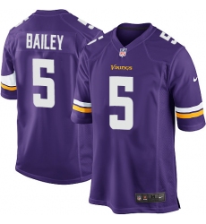 Men's Nike Minnesota Vikings #5 Dan Bailey Game Purple Team Color NFL Jersey