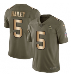 Men's Nike Minnesota Vikings #5 Dan Bailey Limited Olive Gold 2017 Salute to Service NFL Jersey