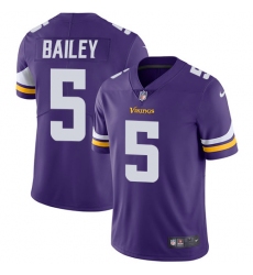 Men's Nike Minnesota Vikings #5 Dan Bailey Purple Team Color Vapor Untouchable Limited Player NFL Jersey