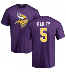 NFL Nike Minnesota Vikings #5 Dan Bailey Purple Name & Number Logo T-Shirt