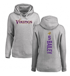 NFL Women's Nike Minnesota Vikings #5 Dan Bailey Ash Backer Pullover Hoodie